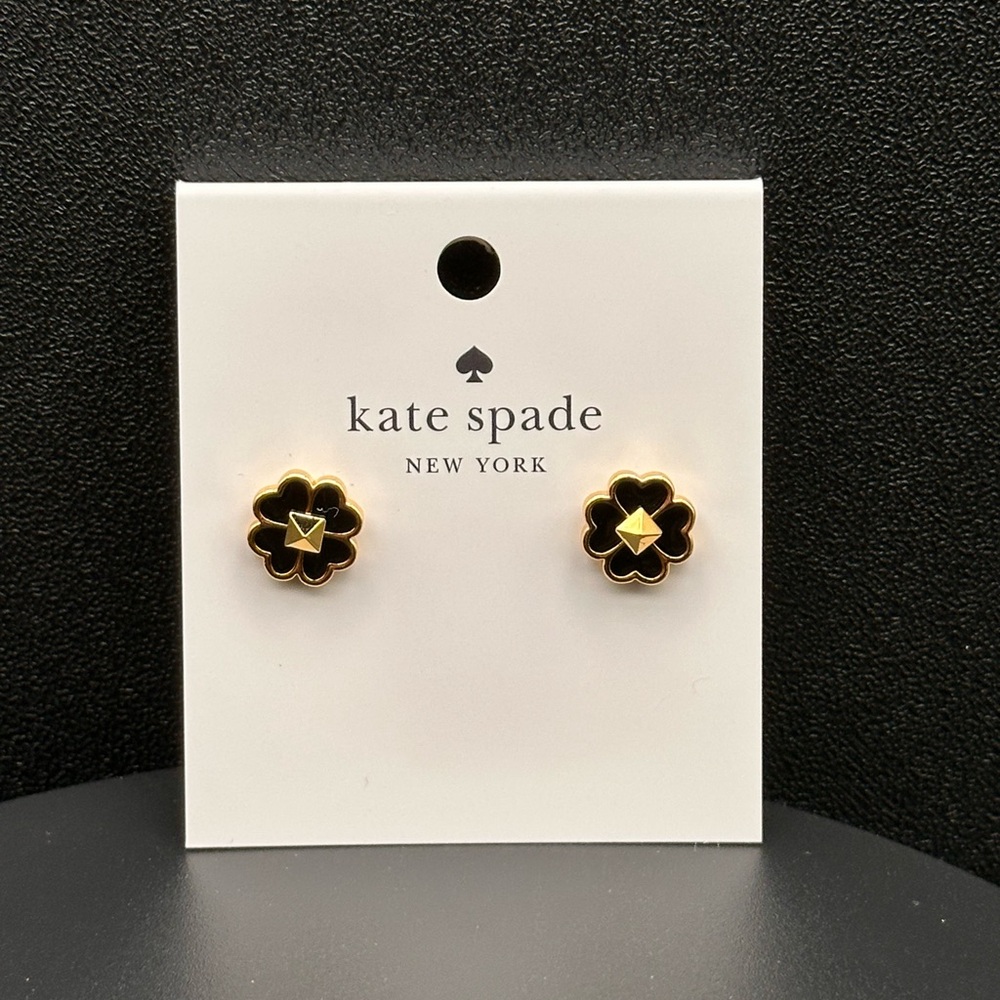 Kate Spade Black and Gold Stud Earrings. NWT